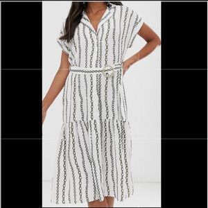 River Island White Belted Button Down Shirt Dress